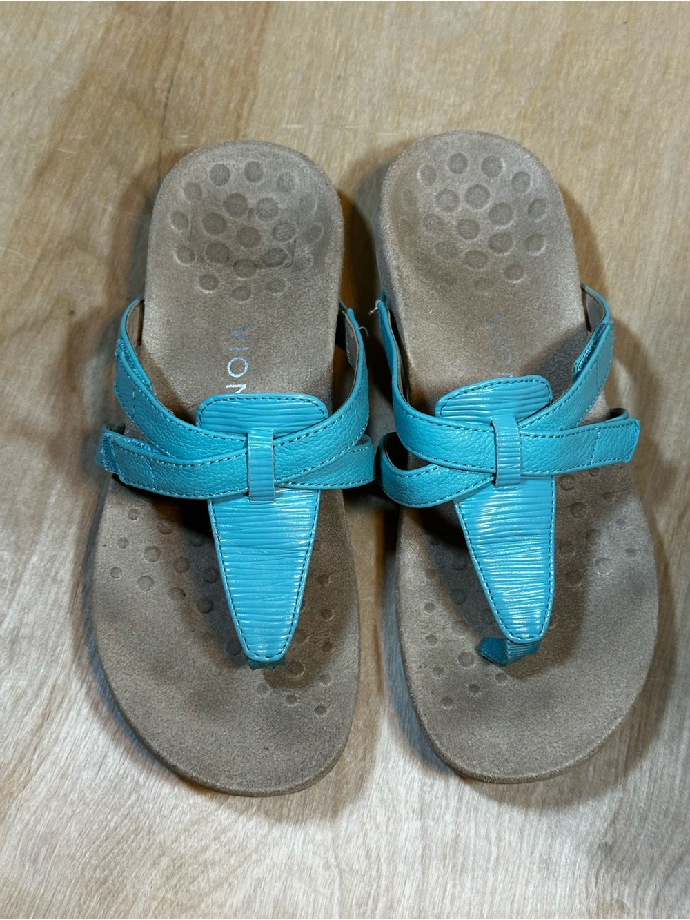 Vionic Teal Blue Crisscross Toe-Post Sandals - Picture 2 of 9